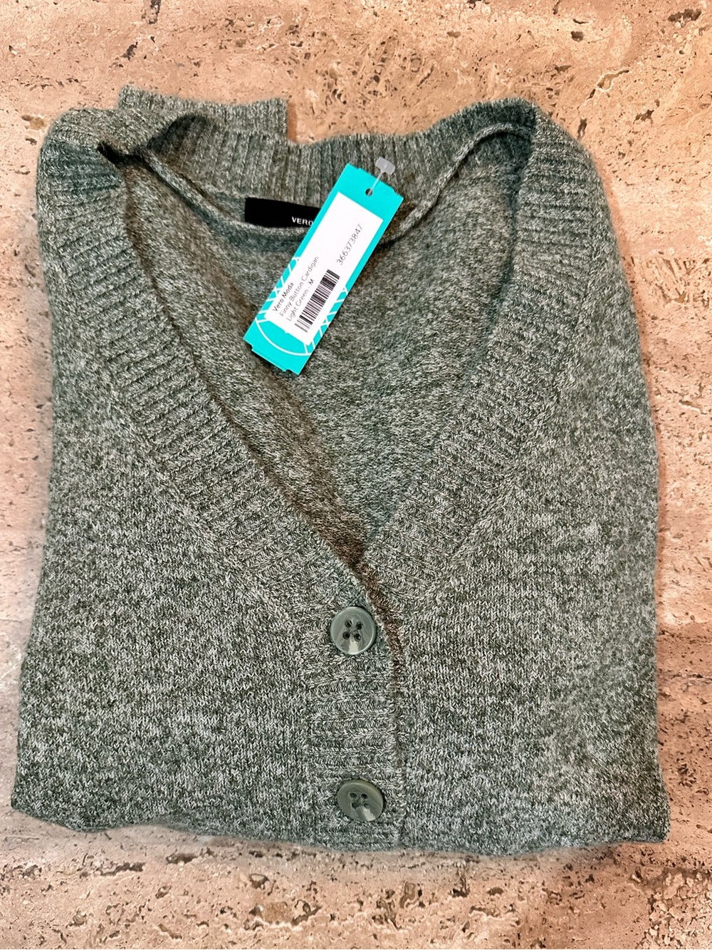 VERO MODA - Long Sleeve V-Neck Button Cardigan - Light Green - M - Picture 6 of 6
